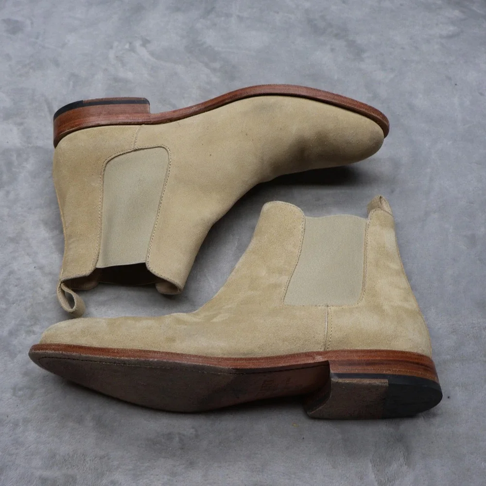 Lucent Men 11.5 Chelsea Boots White Suede Goodyear Welt Leather Sole Casual 45EU - Picture 4 of 15